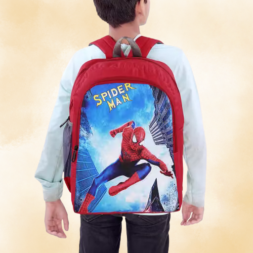 Kids Spider-Man School Backpack with Bottle Pocket – Red & Blue