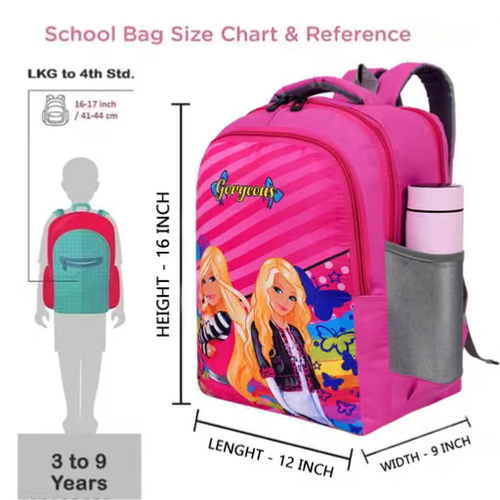 Kids Fashion Doll Print School Backpack for Girls – Multi-Pocket Pink Cartoon Casual Daypack