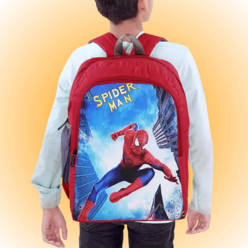 Elite Fashion Kids Spider-Man School Backpack with Free Matching Lunch Bag Combo (Red)