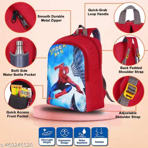 Kids Spider-Man School Backpack with Bottle Pocket – Red & Blue