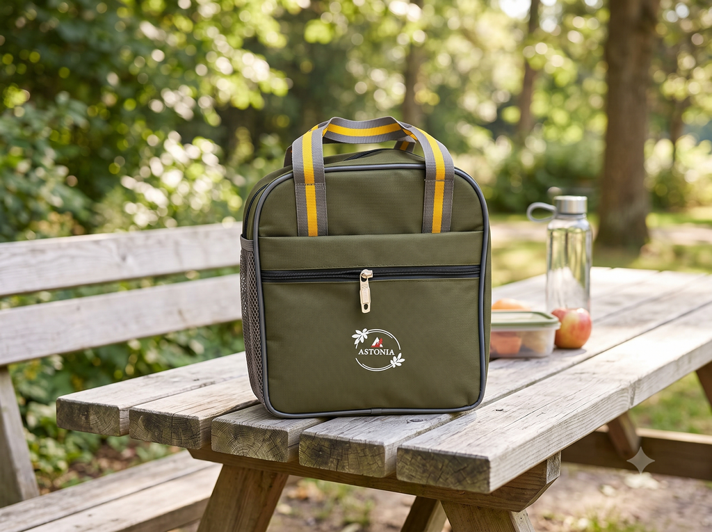 ASTONIA Premium Insulated Thermal Lunch Tote Bag – 9L Waterproof Tiffin Bag for Office & Daily Travel (Olive Green)