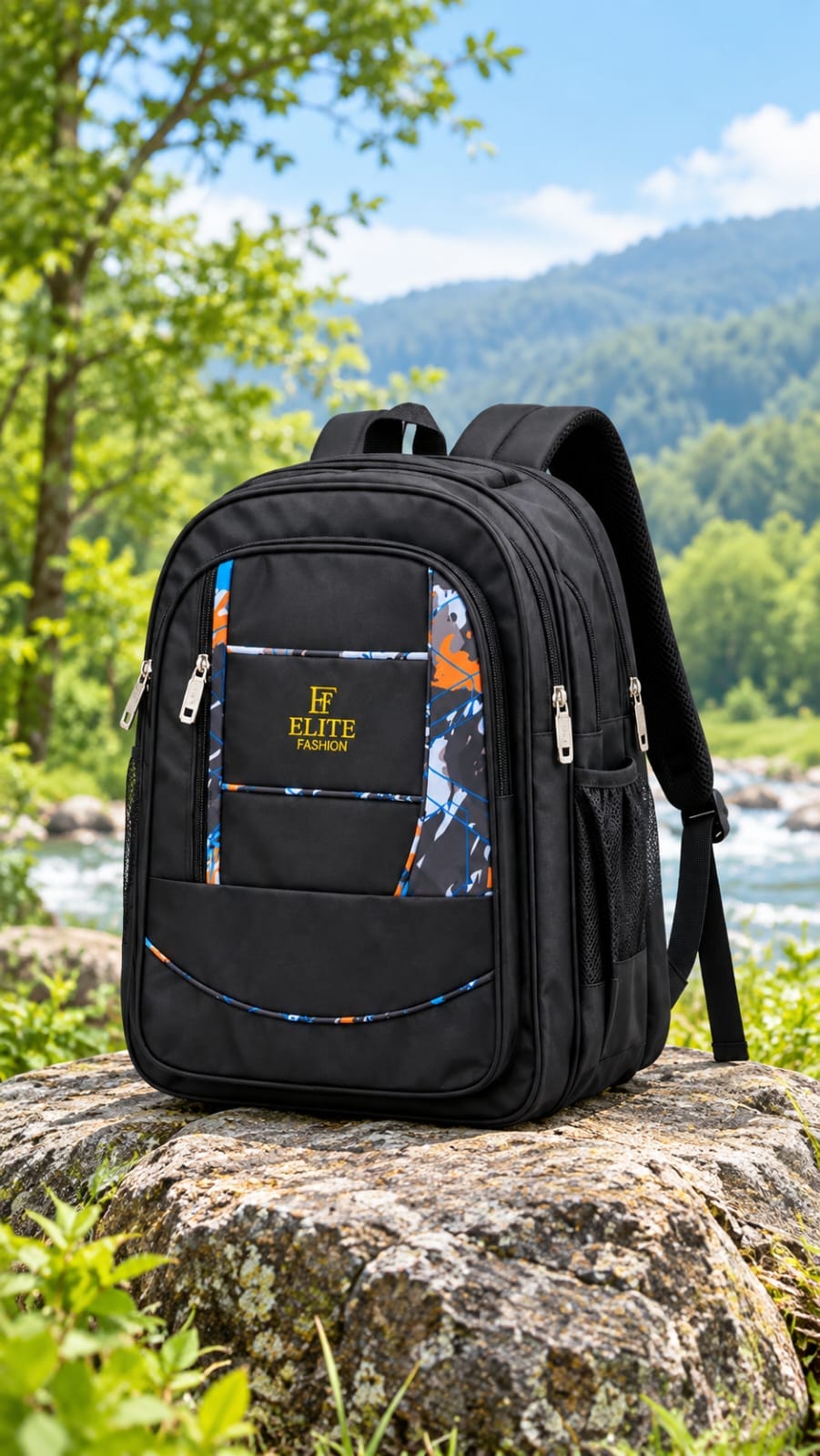 Elite Fashion Black Backpack for Men & Women | Stylish Multi-Compartment School, College & Office Bag