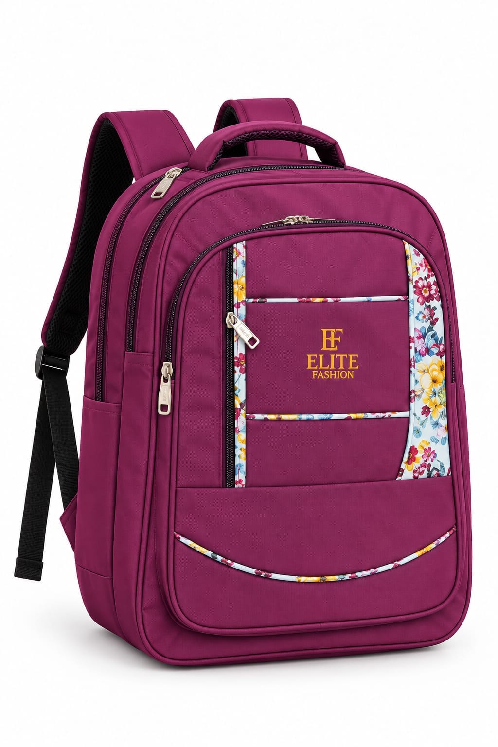 Elite Fashion Maroon Backpack for Women & Girls | Stylish Floral Design School, College & Travel Bag