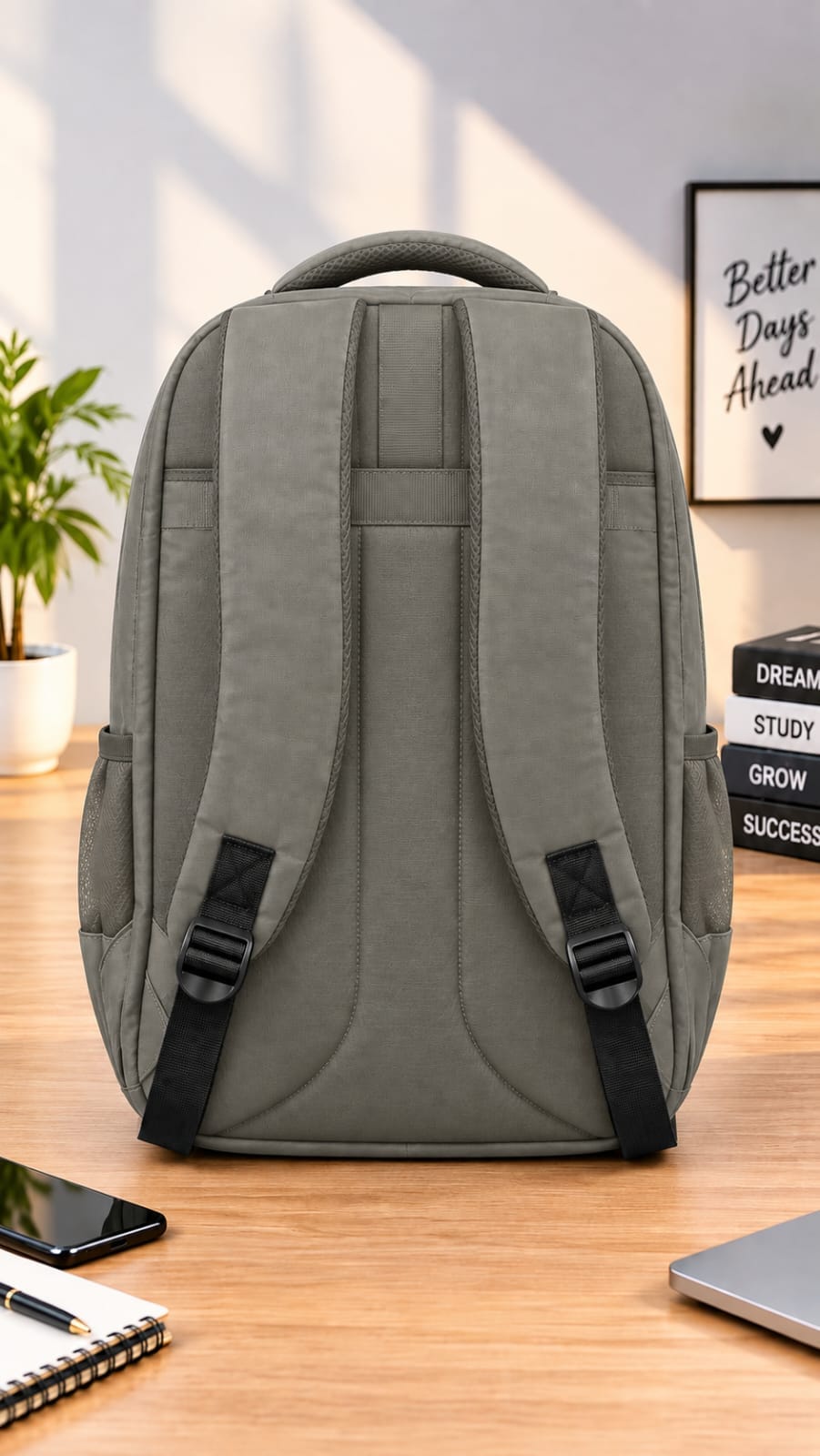 ELITE FASHION Multi-Compartment Casual Backpack – Stylish Floral Accent Daypack for College, School & Everyday Travel (Grey)