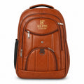 ELITE FASHION Tan Brown Faux Leather Backpack for Men & Women – Multi-Pocket Casual Laptop Daypack for College, Travel & Office