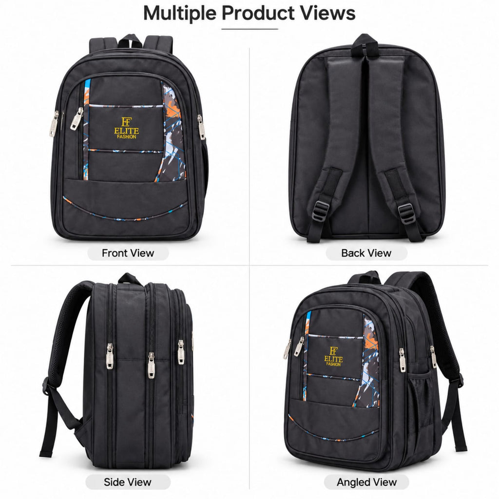 ELITE FASHION Trendy Multi-Pocket Backpack / School & College Bag for Men & Women (Black)