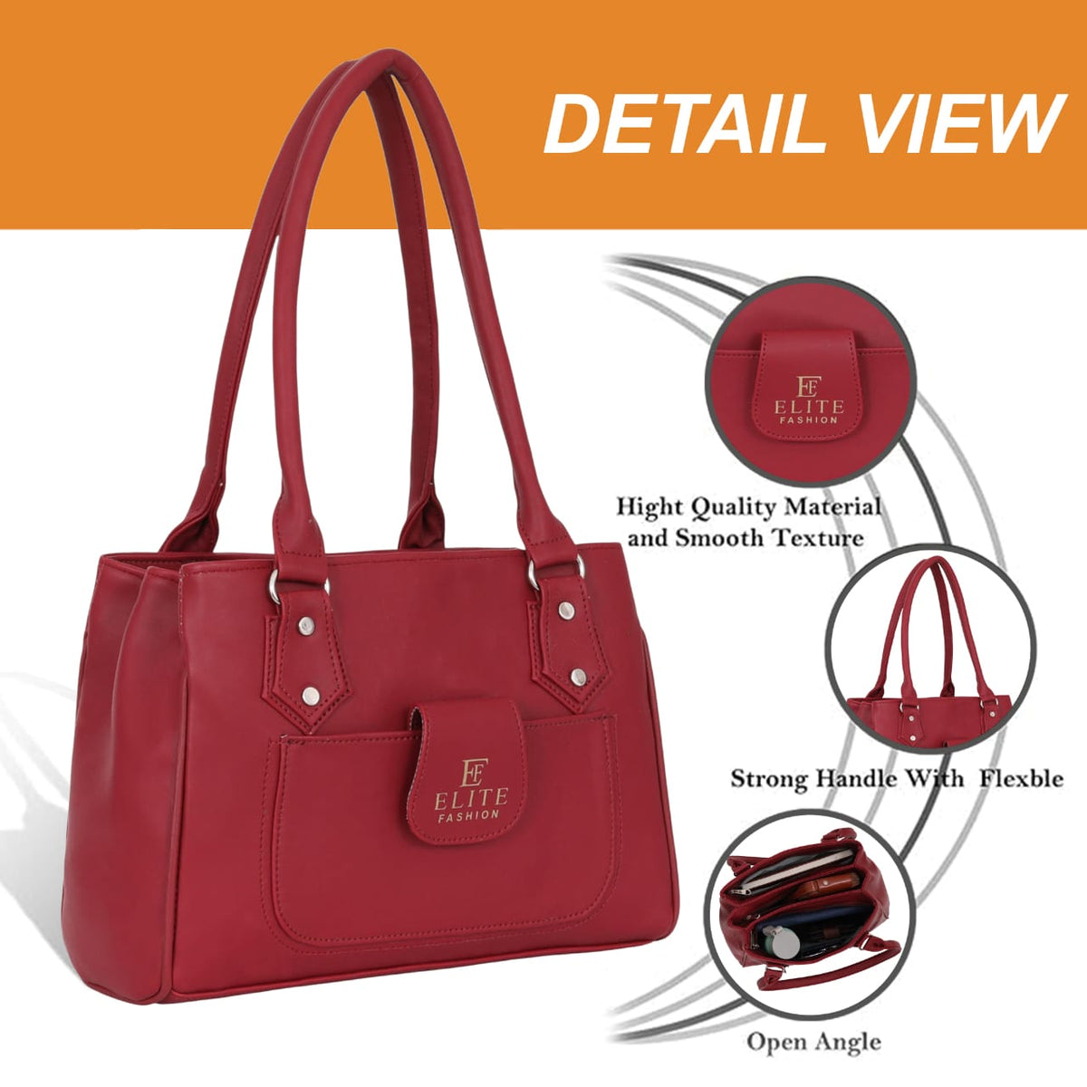 Women’s Red Stylish Handbag | Elegant Shoulder Bag for Daily Use, Office, Shopping & Casual Wear
