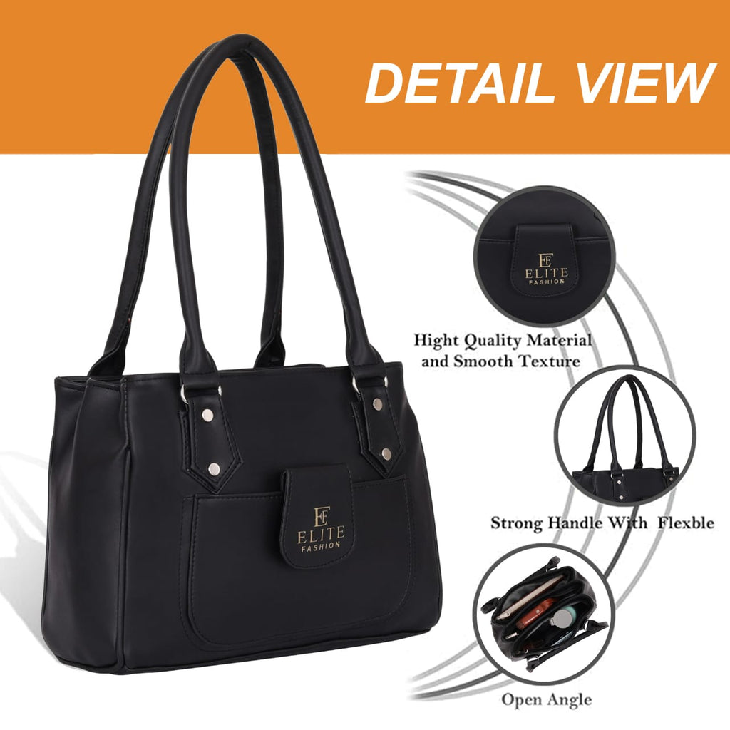 Women’s Black Stylish Handbag | Elegant Shoulder Bag for Daily Use, Office, Shopping & Casual Wear