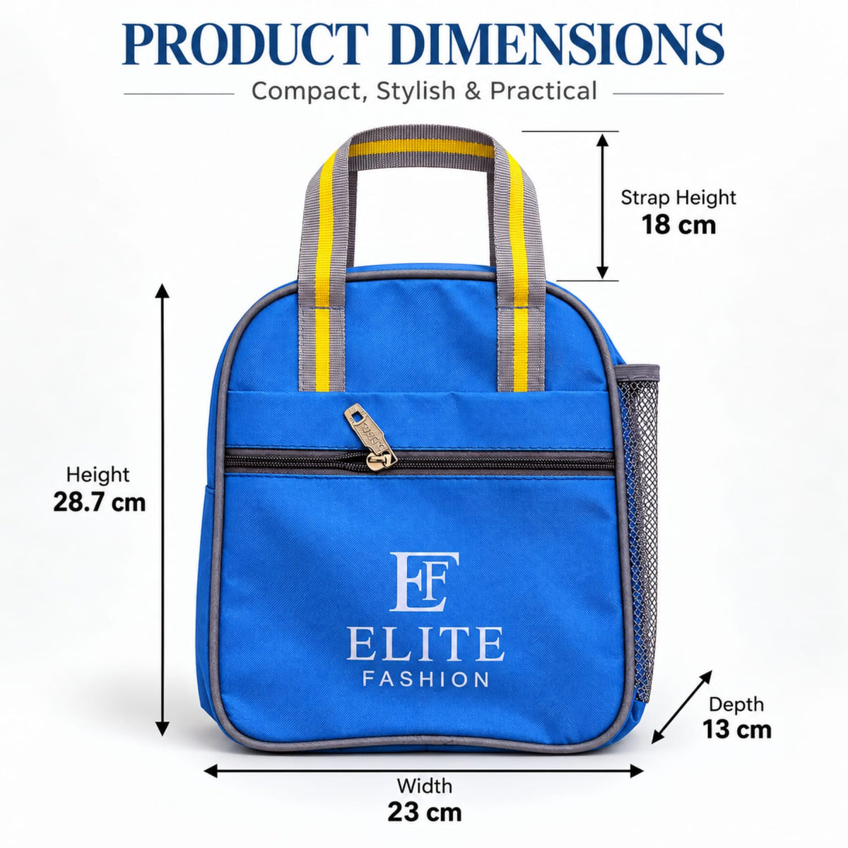 ELITE FASHION Premium Insulated Lunch Tote Bag – 9L Thermal Tiffin Bag for Office & Daily Commute (Royal Blue)